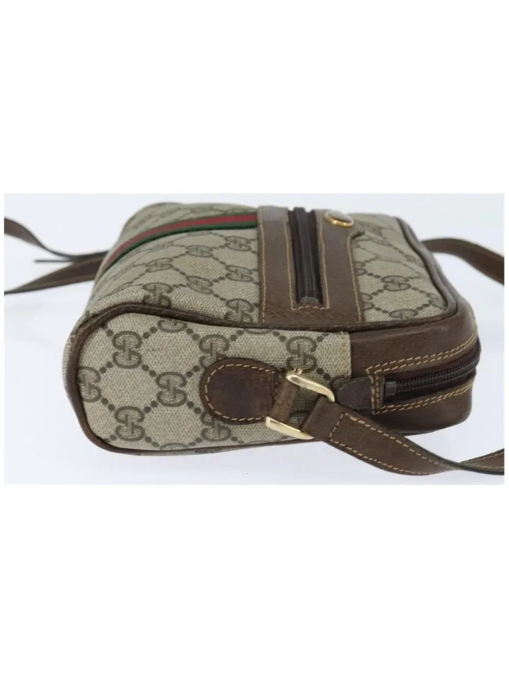Authentic GUCCI GG Supreme Web Sherry Line Shoulder Bag PVC Beige Gold 010 378 - Picture 15 of 16
